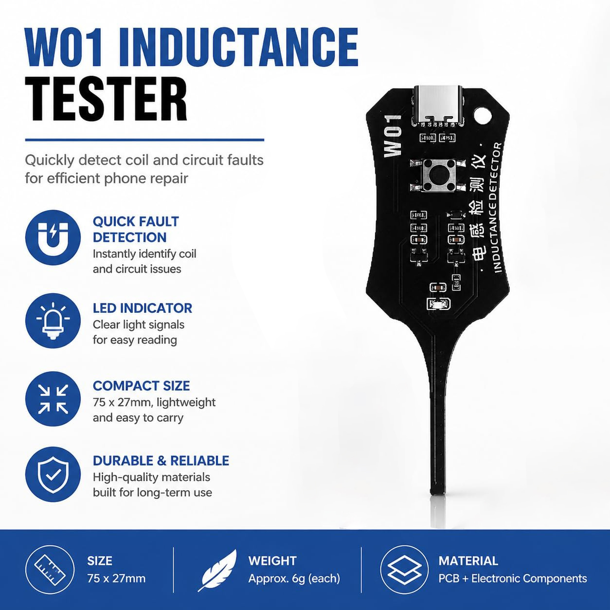 W01 Tip C Endüktans Test Cihaz - Co Detector Plug incelemesi ve fiyatı